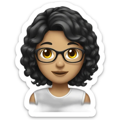 girl with black wavy hair and headphones sticker