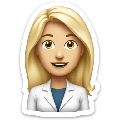 Blonde woman product manager with takeaway coffee sticker