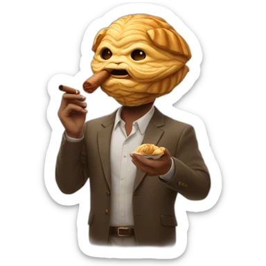 man with a taiyaki head smoking a cigar  sticker
