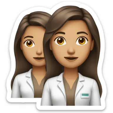 Woman pharmaceutical scientist with brown hair brown eyes and tan skin no glasses long straight hair  sticker