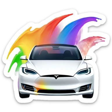 Rainbow  Tesla  sticker