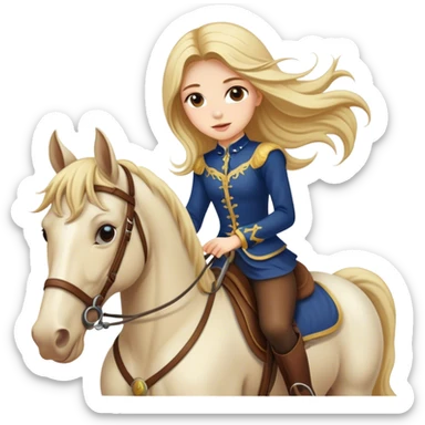 Girl with beautiful long hair riding a horse sticker
