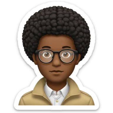 black man with afro hairstyle and glasses sticker