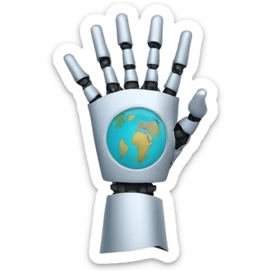 robot hands holding a map sticker