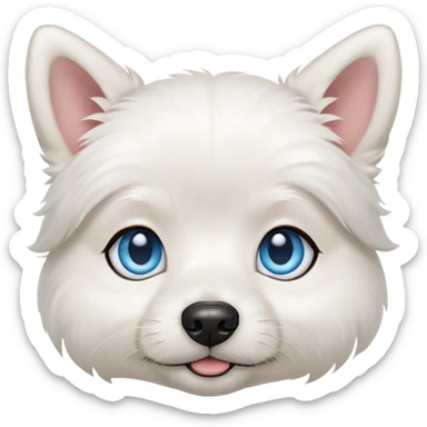 Blue eyed small white dog  sticker