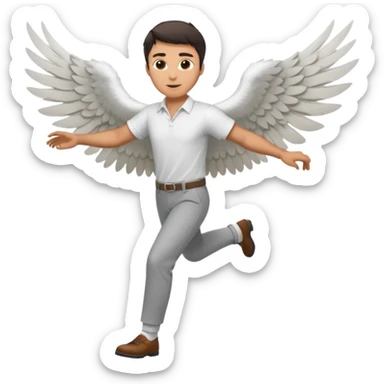 A man flying with wings in shert and pants sticker
