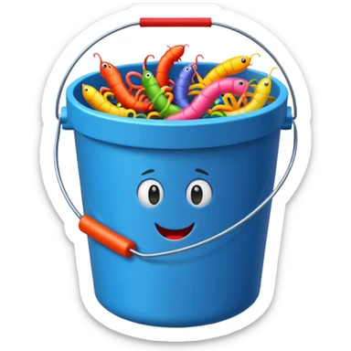 fake bait bucket fishing sticker