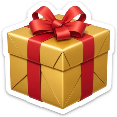 present with gold wrapping and red ribbon sticker