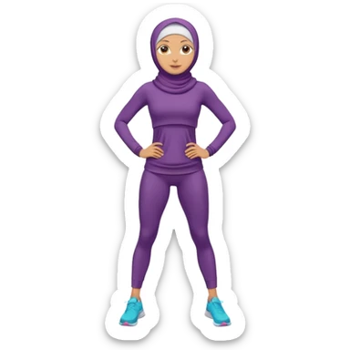 High resolution full body of a girl wearing a hijab and is a fitness trainer sticker