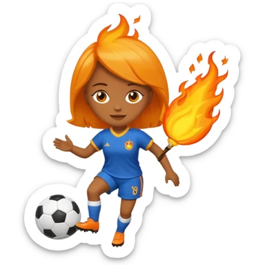 Boneca segurando uma Bola de futebol e somente uma bola está queimando sticker