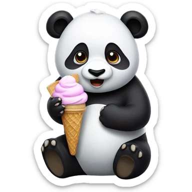 Panda eating ice cream sticker
