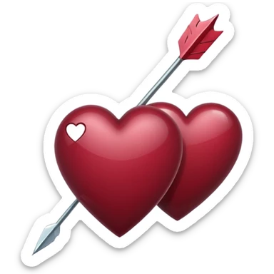 Maroon Heart with arrow through it  sticker