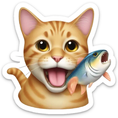 Cat with fish in mouth sticker