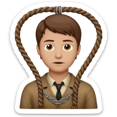 normal looking man with brown hair and noose around neck sticker