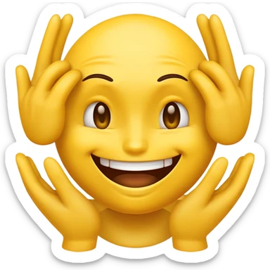 yellow emoji face with devious grin and hands rubbing together mischievously sticker
