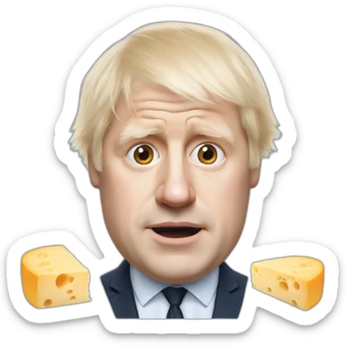 Boris Johnson and a well cheese sticker