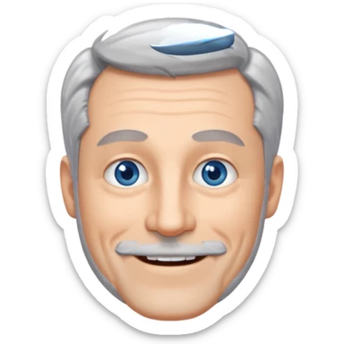 homme yeux bleus presque chauve et une barbe courte moins de chevaux et sourir sticker