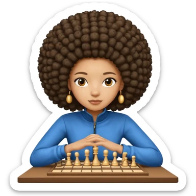 black girl with afro playing chess sticker
