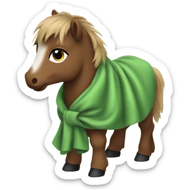 Small brown mini pony with a green blanket  sticker