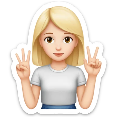 Girl doing sign "L" from one hand and "o" "3" in the second hand sticker