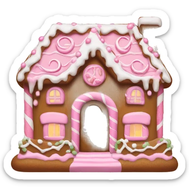 gingerbread house with light pink decorations sticker