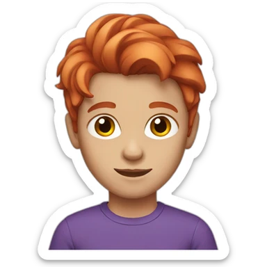 Red hair with purple shirt teenager sticker