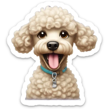 poodle farting with its tongue out sticker