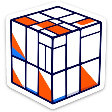 Colorful 3D Rubik's cube puzzle toy, partially solved sticker