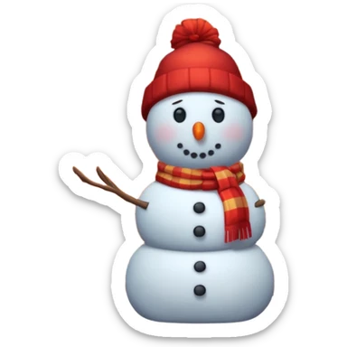 Snowman in front of a fireplace sticker