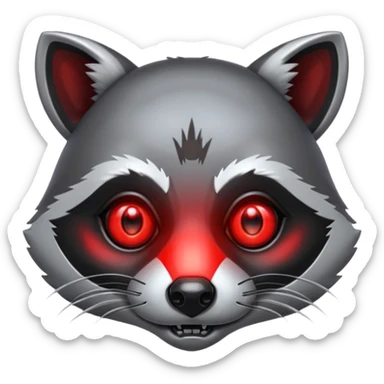 Cyborg racoon face red eyes sticker