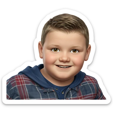 smiling boy in plaid shirt sticker