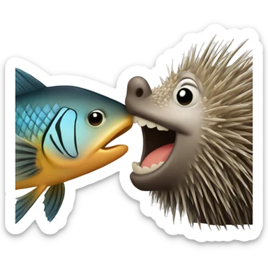 Fish and porcupine kiss sticker