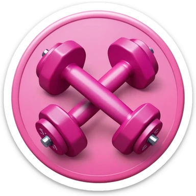 Pink dumbbells on pink circle sticker