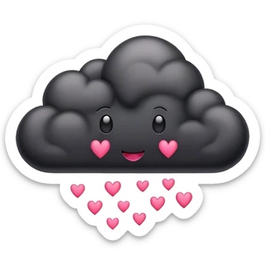 Black cloud with pink heart sticker