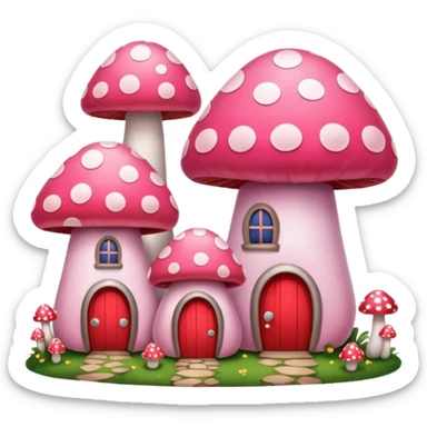 pink mushroom houses sticker