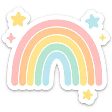 lesbian rainbow with sparkles, playful and cute, no text sticker