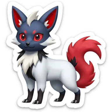 White, black and red Zorua-Absol-Umbreon-Zangoose-fusion (full body) sticker