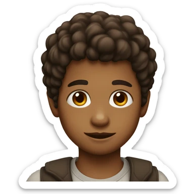 niño de pelo negro, ojos marrones y delgado sticker