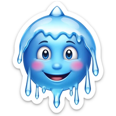 Blue smile face with icicles sticker