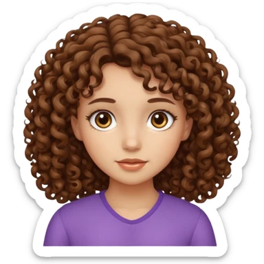 Uma menina de cabelos cacheados com olhos marrons e cabelos castanhos  sticker