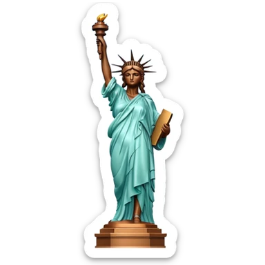 Cinematic Realistic Statue of Liberty Landmark Emoji, depicted with the iconic, majestic statue set against a clear sky rendered with detailed textures and dramatic, symbolic lighting. sticker