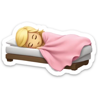 blonde girl sleeping on side with pink blanket sticker