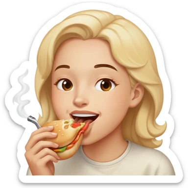 Happy face inhaling food sticker