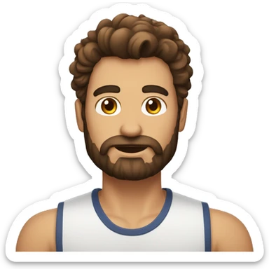 Une homme barbue avec les cheveux court brun qui fait chut avec le doigt sticker