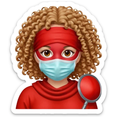 Lilith symbol seductress evil surgeon. Hair curly, long, and brown. Red surgical mask and hair covering. She works for cartel and kills with a scalpel. , evil surgeon  sticker