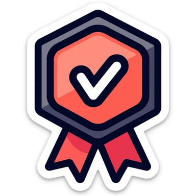 Gaming achievement badge with FF and a verification checkmark, gaming medal style, esports badge sticker