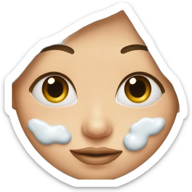 female face with large irregular milk stains sticker