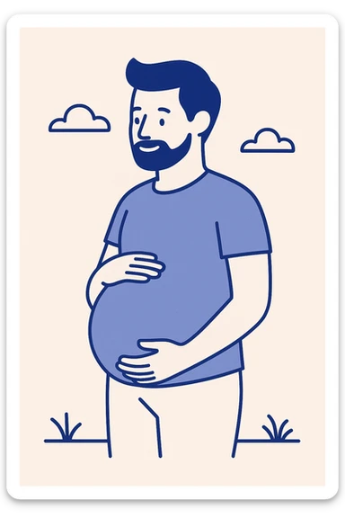 pregnant man, minimal, modern, flat design, clean, geometric shapes sticker
