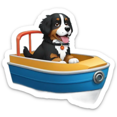 bernese mountain dog driving in a ferry boat sticker