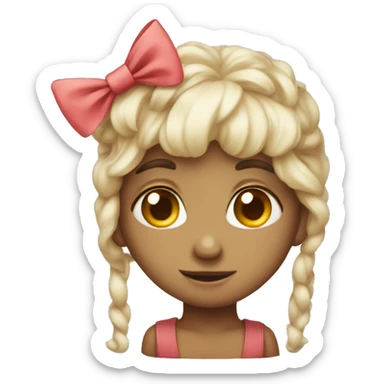 blushing emoji with bow sticker